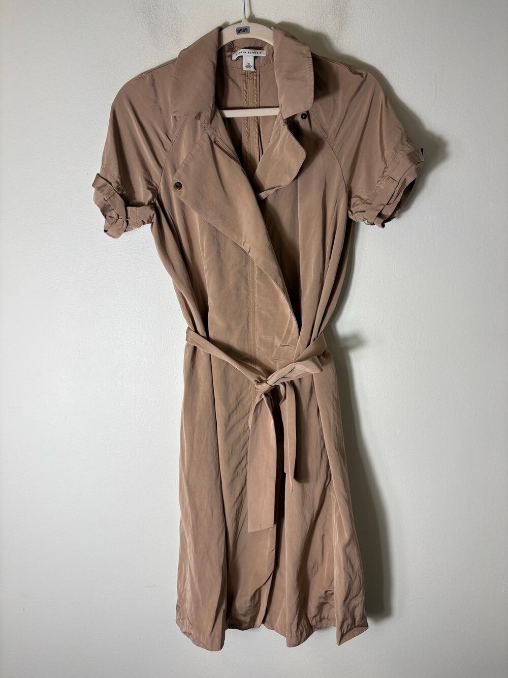 Banana Republic Tan Short Sleeve Knee Length Jacket Dress Sz 10